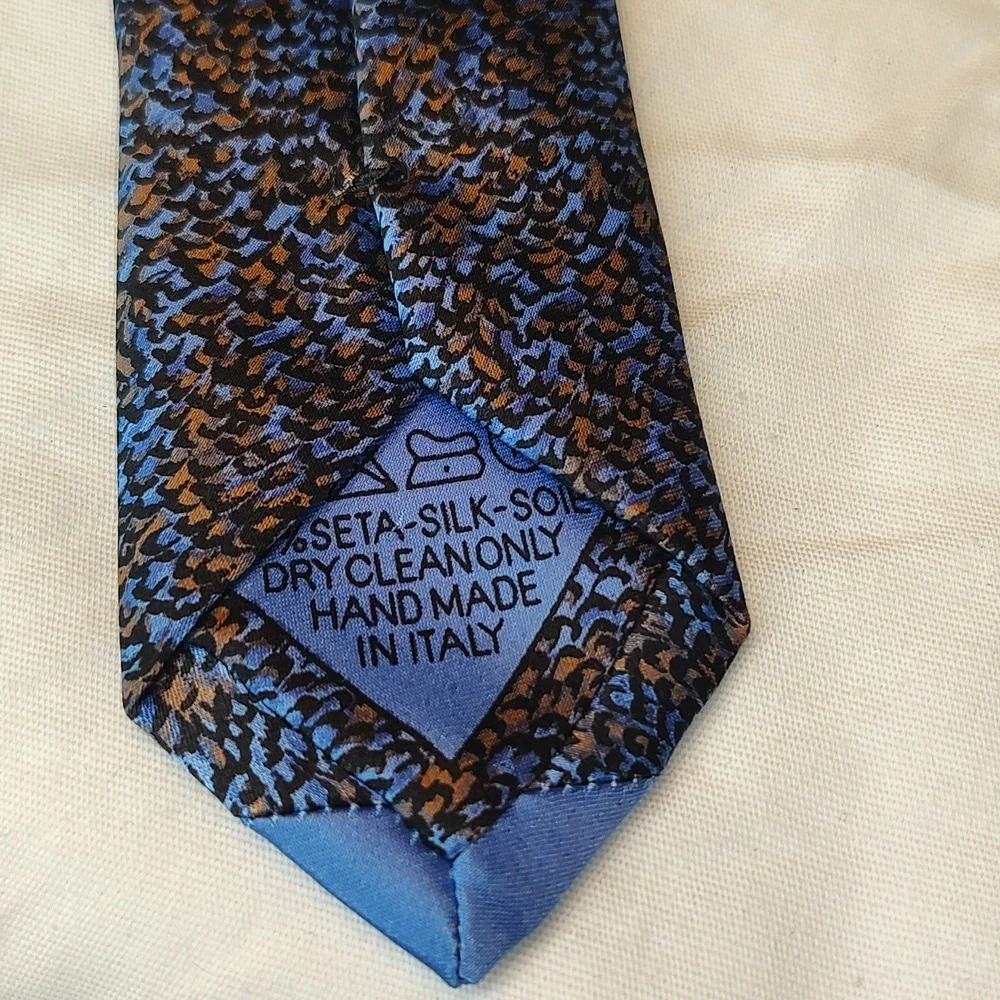 Italo Ferretti Silvia Marina Blue and Brown handmade in Italy tie - Picture 7 of 7